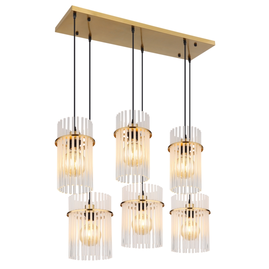 Globo - Hängeleuchte an Kabel 6xE27/60W/230V goldfarben
