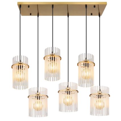 Globo - Hängeleuchte an Kabel 6xE27/60W/230V goldfarben