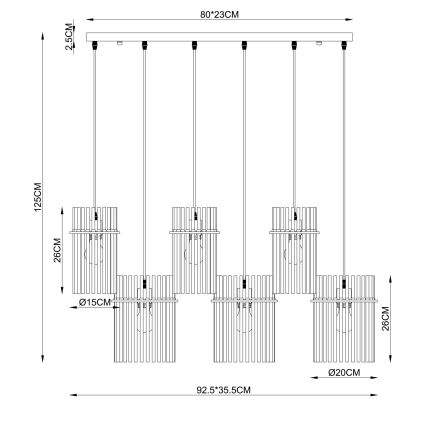 Globo - Hängeleuchte an Kabel 6xE27/60W/230V goldfarben
