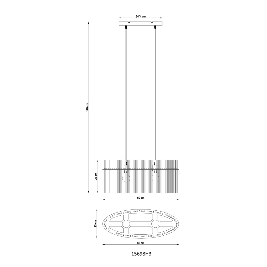 Globo - Suspension filaire 2xE27/60W/230V noir