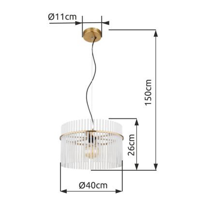 Globo - Hängeleuchte 1xE27/60W/230V d 40 cm golden