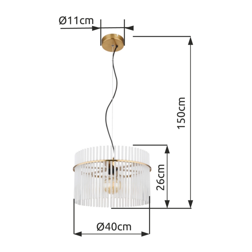 Globo - Suspension filaire 1xE27/60W/230V d. 40 cm doré