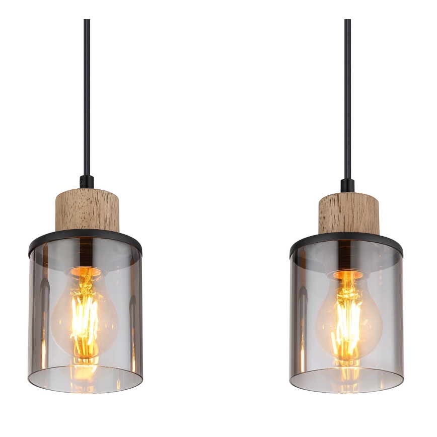 Globo - Lampadario a sospensione con filo 3xE27/15W/230V quercia