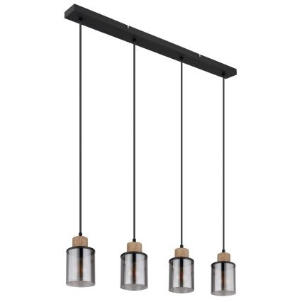 Globo - Lampadario a sospensione con filo 4xE27/15W/230V quercia
