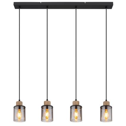 Globo - Lampadario a sospensione con filo 4xE27/15W/230V quercia