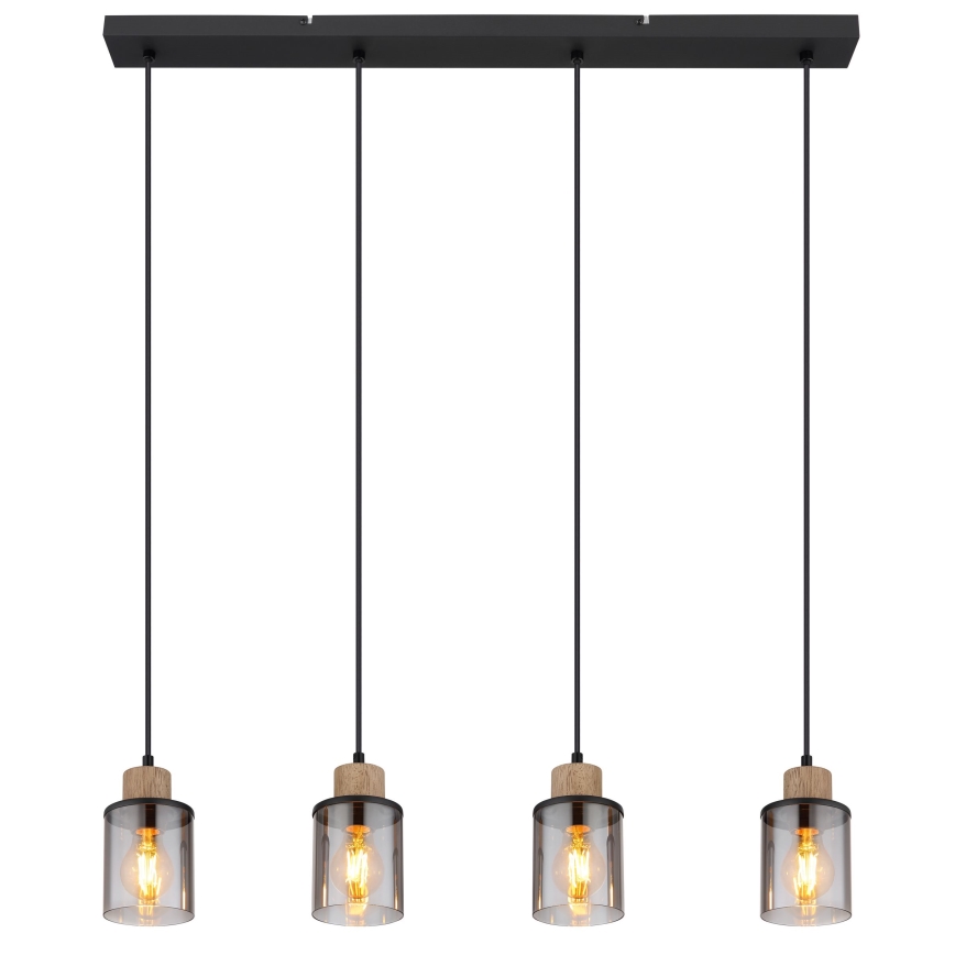 Globo - Lampadario a sospensione con filo 4xE27/15W/230V quercia