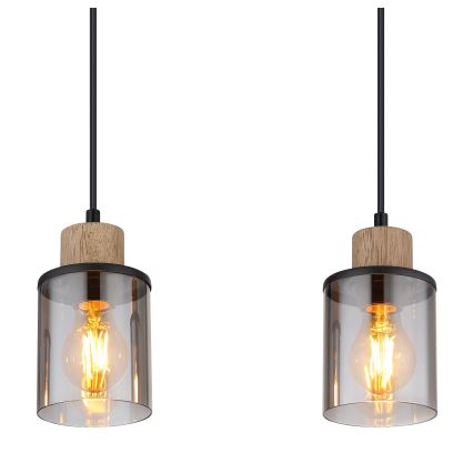 Globo - Lampadario a sospensione con filo 4xE27/15W/230V quercia
