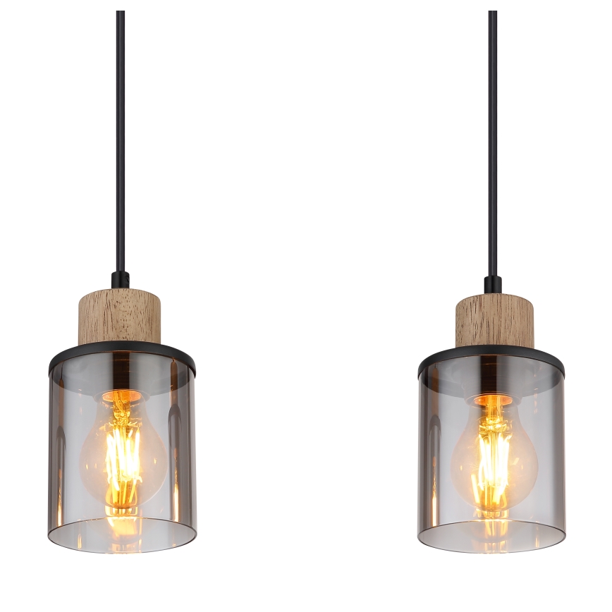 Globo - Lampadario a sospensione con filo 4xE27/15W/230V quercia