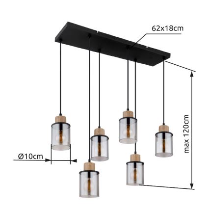 Globo - Suspension filaire 6xE27/15W/230V