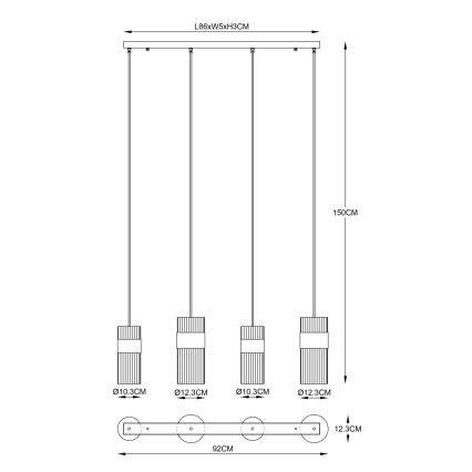 Globo - Lampadario a sospensione con filo 4xE27/60W/230V