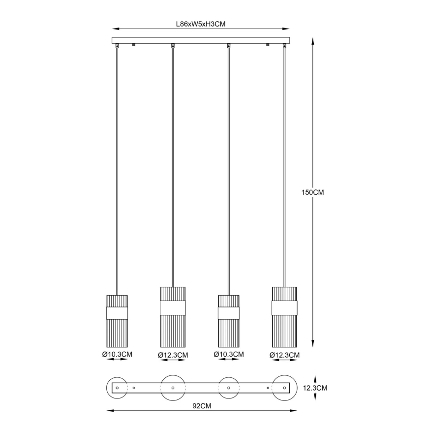 Globo - Lampadario a sospensione con filo 4xE27/60W/230V