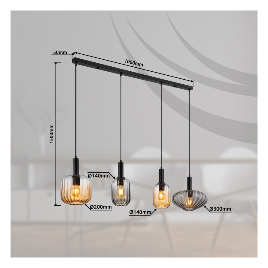 Globo - Suspension sur câble 4xE27/60W/230V