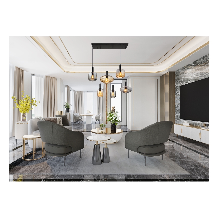 Globo - Lampadario a sospensione su cavo 6xE27/60W/230V