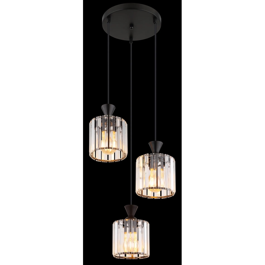Globo - Lampadario a sospensione con filo 3xE27/60W/230V diametro 32 cm nero