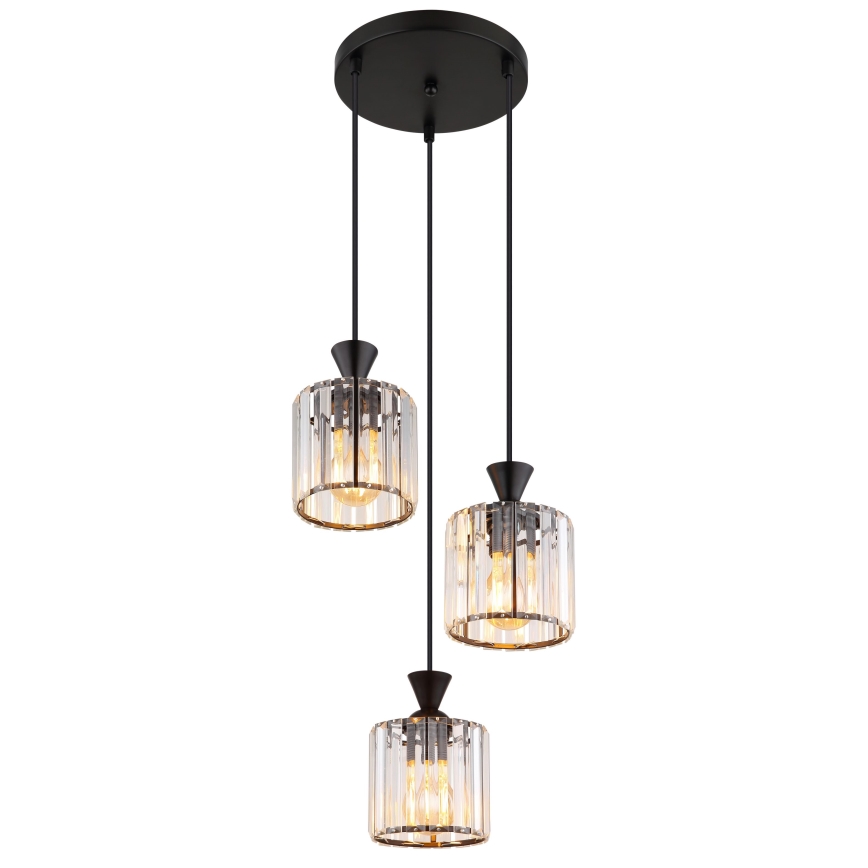 Globo - Lampadario a sospensione con filo 3xE27/60W/230V diametro 32 cm nero