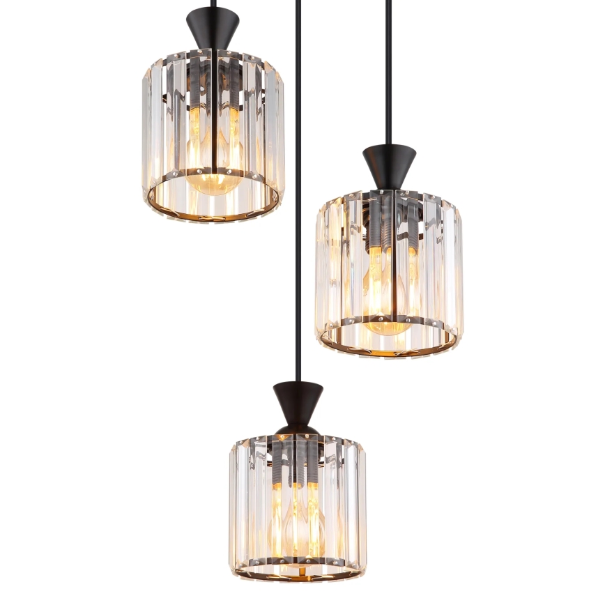 Globo - Lampadario a sospensione con filo 3xE27/60W/230V diametro 32 cm nero