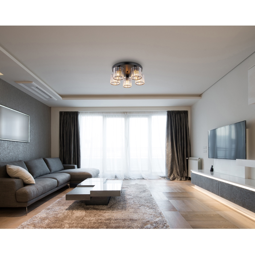 Globo - Lampadario a plafone 5xE27/60W/230V diametro 46,5 cm nero