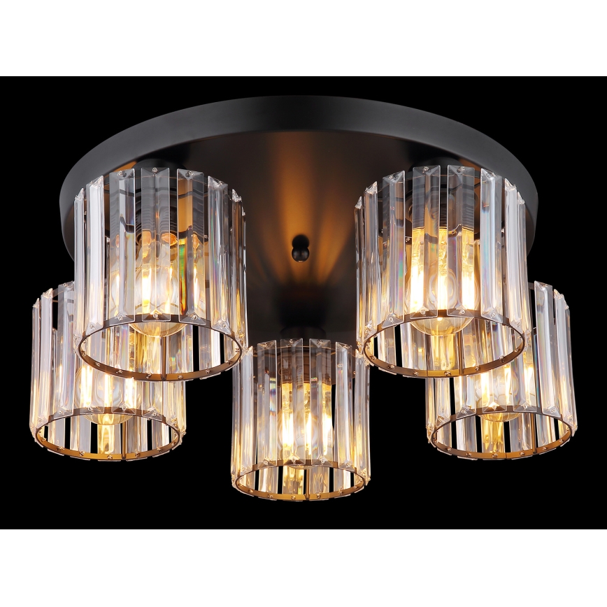 Globo - Lampadario a plafone 5xE27/60W/230V diametro 46,5 cm nero