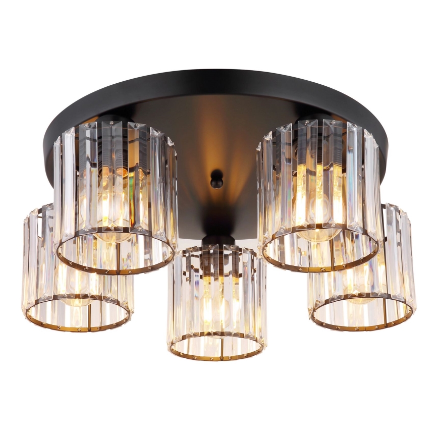 Globo - Lampadario a plafone 5xE27/60W/230V diametro 46,5 cm nero