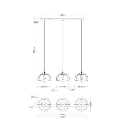 Globo - Lampadario a sospensione con filo 3xE14/40W/230V