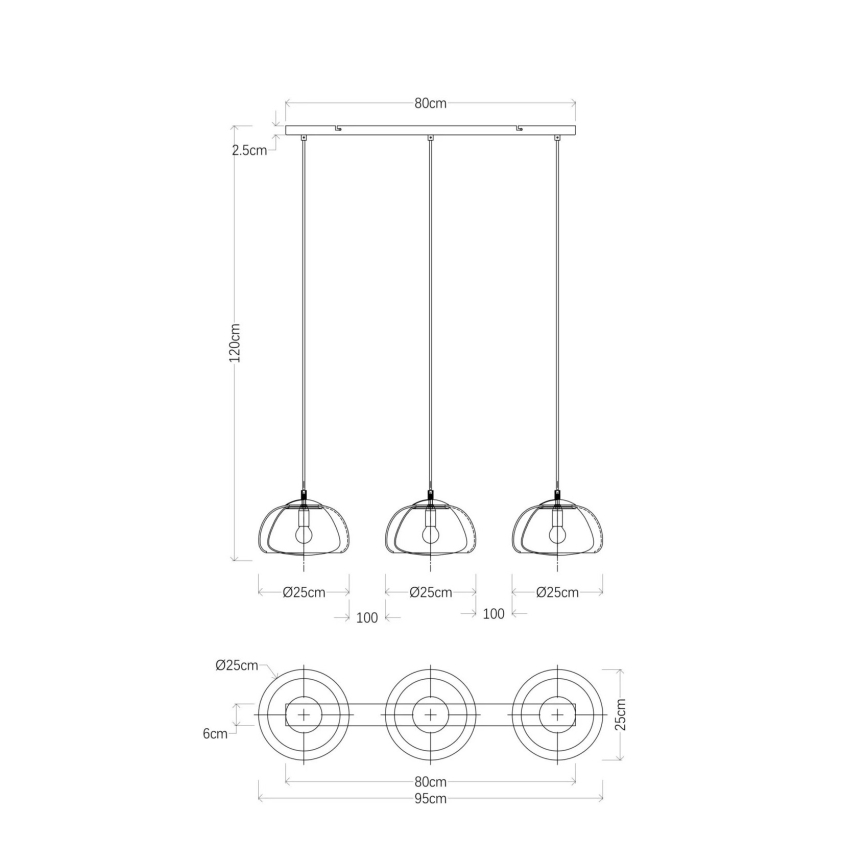 Globo - Lampadario a sospensione con filo 3xE14/40W/230V
