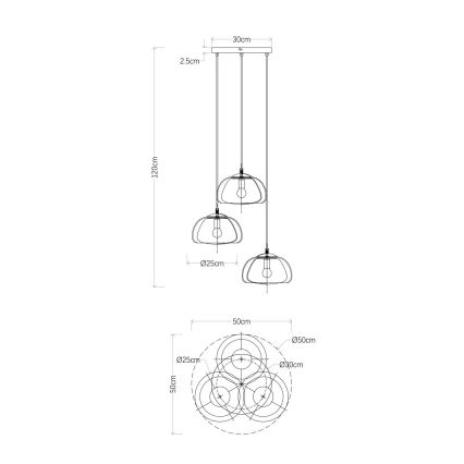 Globo - Lampadario a sospensione con filo 3xE14/40W/230V