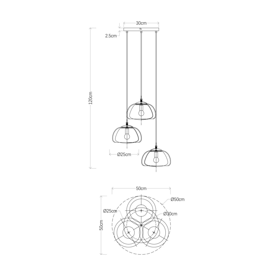 Globo - Lampadario a sospensione con filo 3xE14/40W/230V