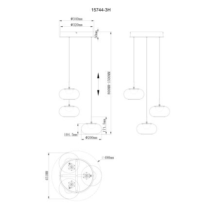 Globo - Lampadario LED a sospensione con filo 3xLED/6W/230V