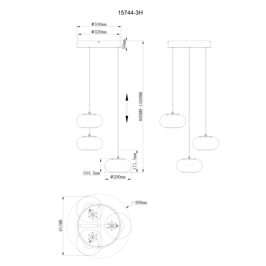 Globo - Lampadario LED a sospensione con filo 3xLED/6W/230V