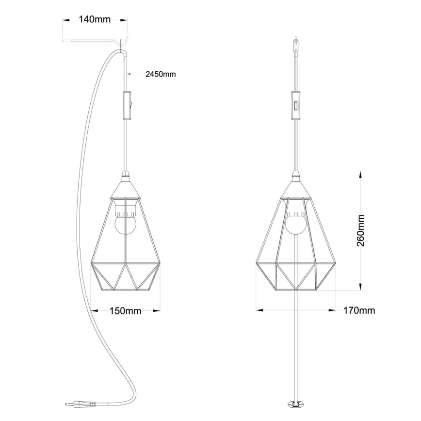 Globo - Suspension à brancher sur prise 1xE27/60W/230V