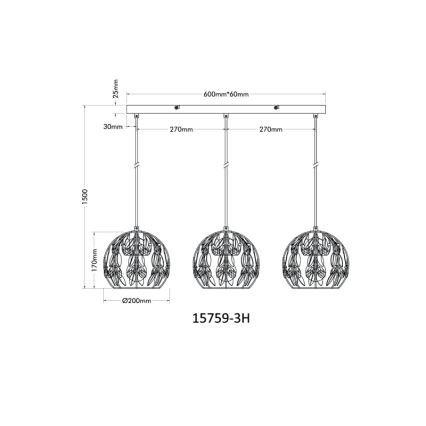 Globo - Suspension filaire 3xE27/40W/230V