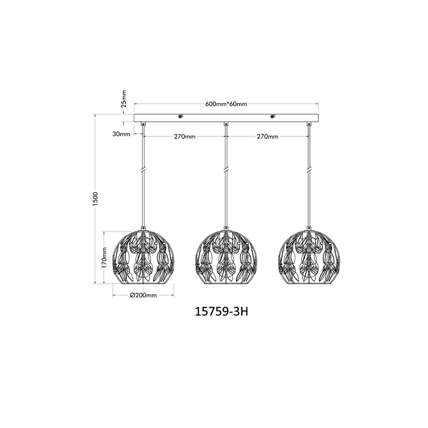 Globo - Suspension filaire 3xE27/40W/230V