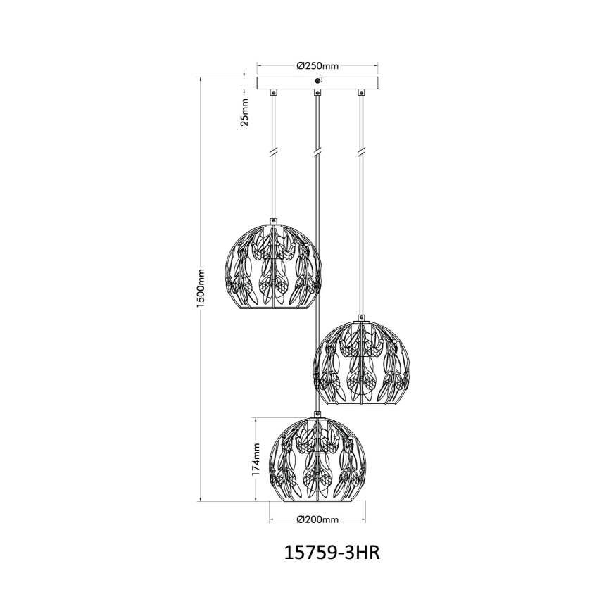 Globo - Suspension filaire 3xE27/40W/230V d. 41 cm