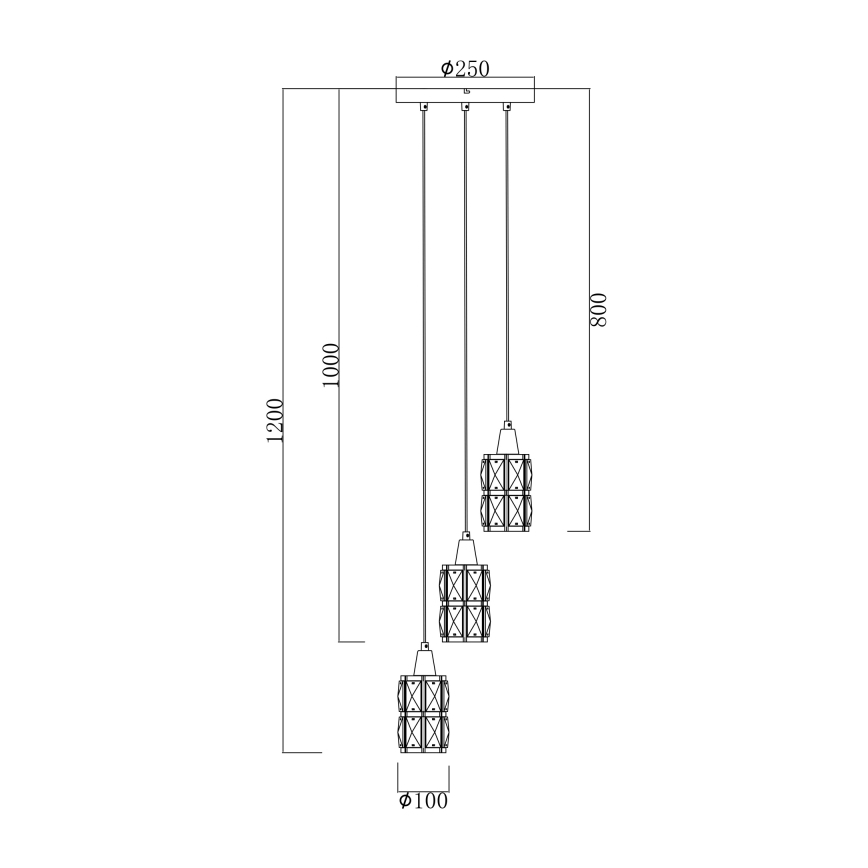 Globo 15760-3 - Kristall-Pendelkronleuchter WOLLI 3xE14/40W/230V