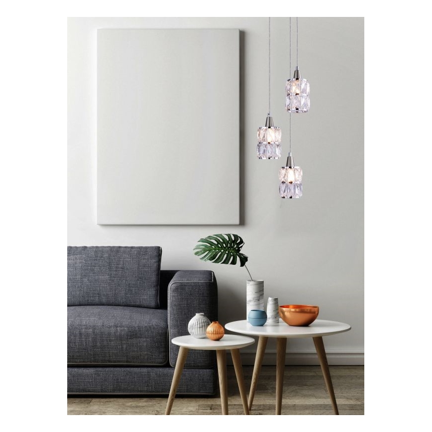 Globo 15760-3 - Lampadario di cristallo a sospensione WOLLI 3xE14/40W/230V