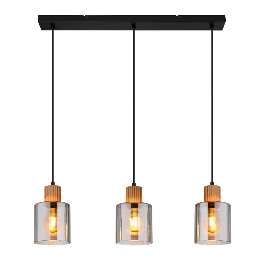 Globo - Lampadario a sospensione con filo 3xE27/25W/230V nero