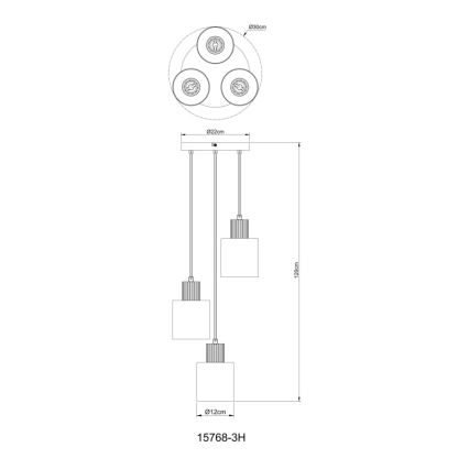Globo - Lampadario a sospensione con filo 3xE27/25W/230V nero diametro 30 cm