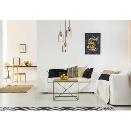 Globo - Suspension filaire 3xE27/25W/230V noir d. 30 cm