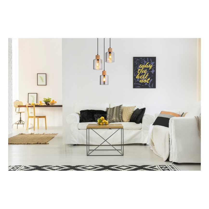 Globo - Suspension filaire 3xE27/25W/230V noir d. 30 cm
