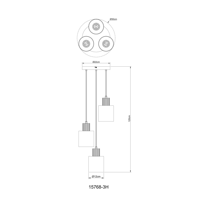 Globo - Suspension filaire 3xE27/25W/230V noir d. 30 cm