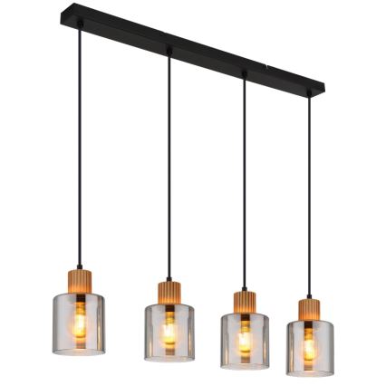 Globo - Suspension filaire 4xE27/25W/230V noir