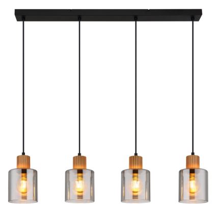 Globo - Suspension filaire 4xE27/25W/230V noir