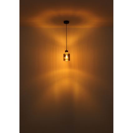 Globo - Lampadario a sospensione con filo 1xE27/25W/230V nero diametro 12 cm