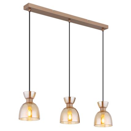 Globo - Suspension filaire 3xE14/40W/230V marron/fumé