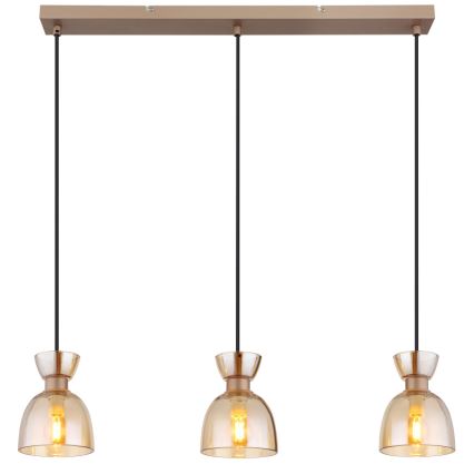 Globo - Suspension filaire 3xE14/40W/230V marron/fumé