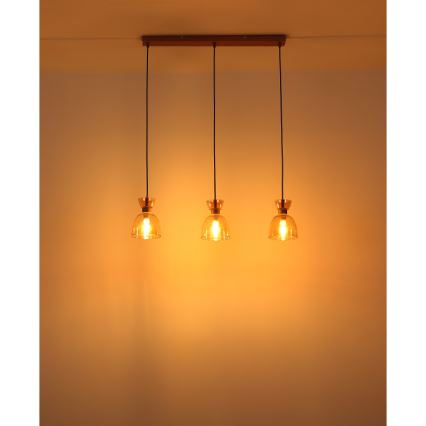 Globo - Suspension filaire 3xE14/40W/230V marron/fumé