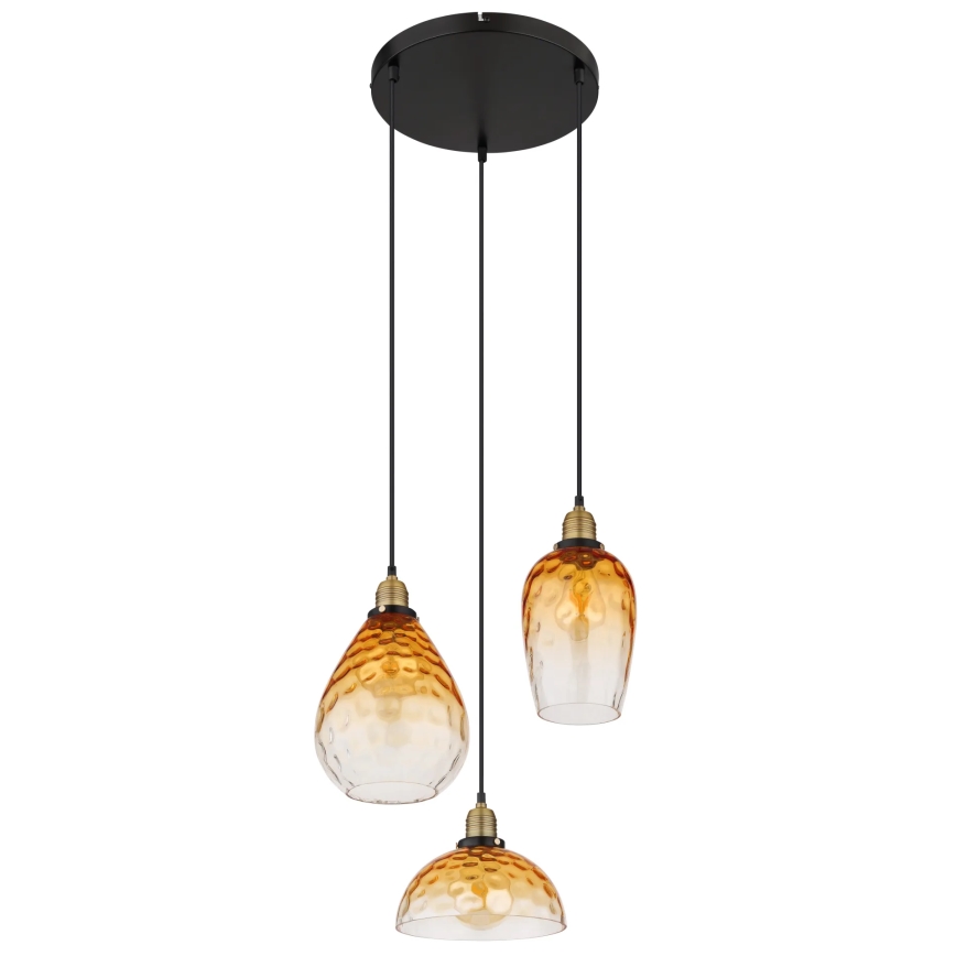 Globo - Lampadario a sospensione con filo 3xE27/60W/230V diametro 46 cm arancione