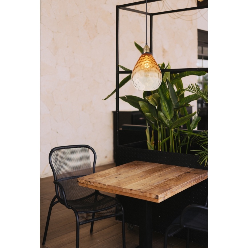 Globo - Lampadario a sospensione con filo 1xE27/60W/230V diametro 21 cm arancione