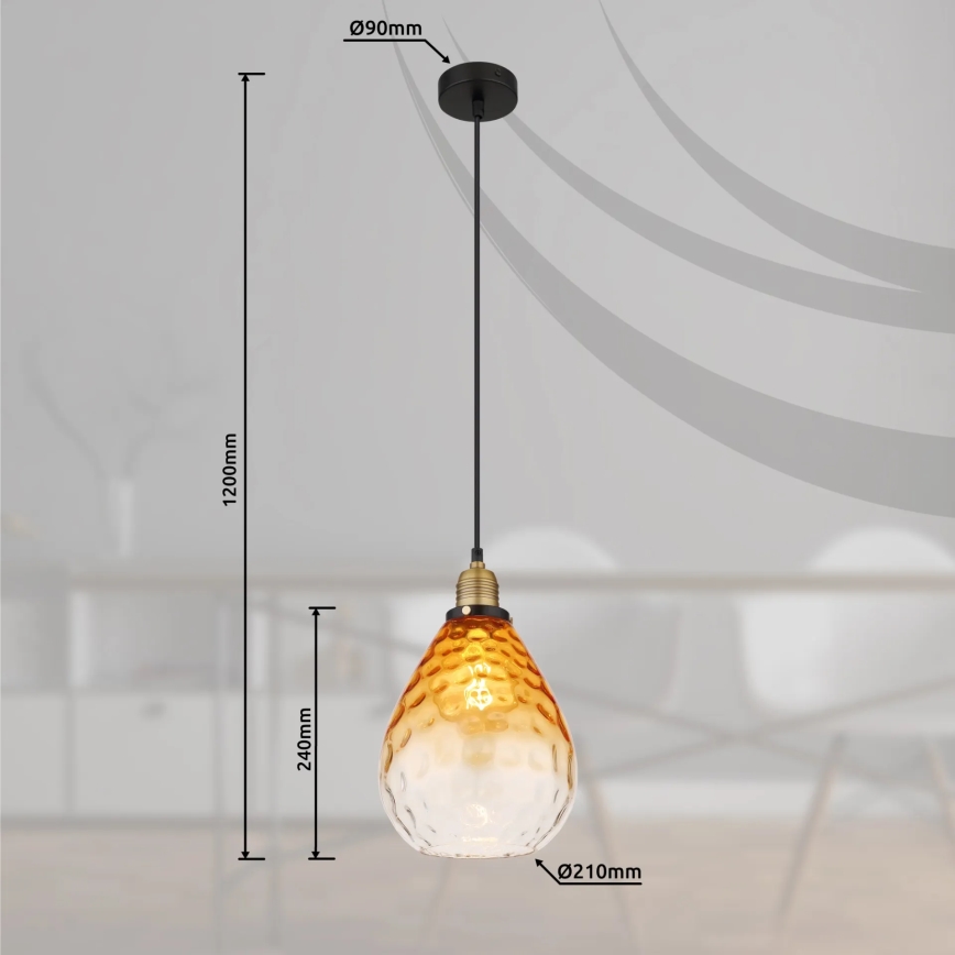 Globo - Lampadario a sospensione con filo 1xE27/60W/230V diametro 21 cm arancione