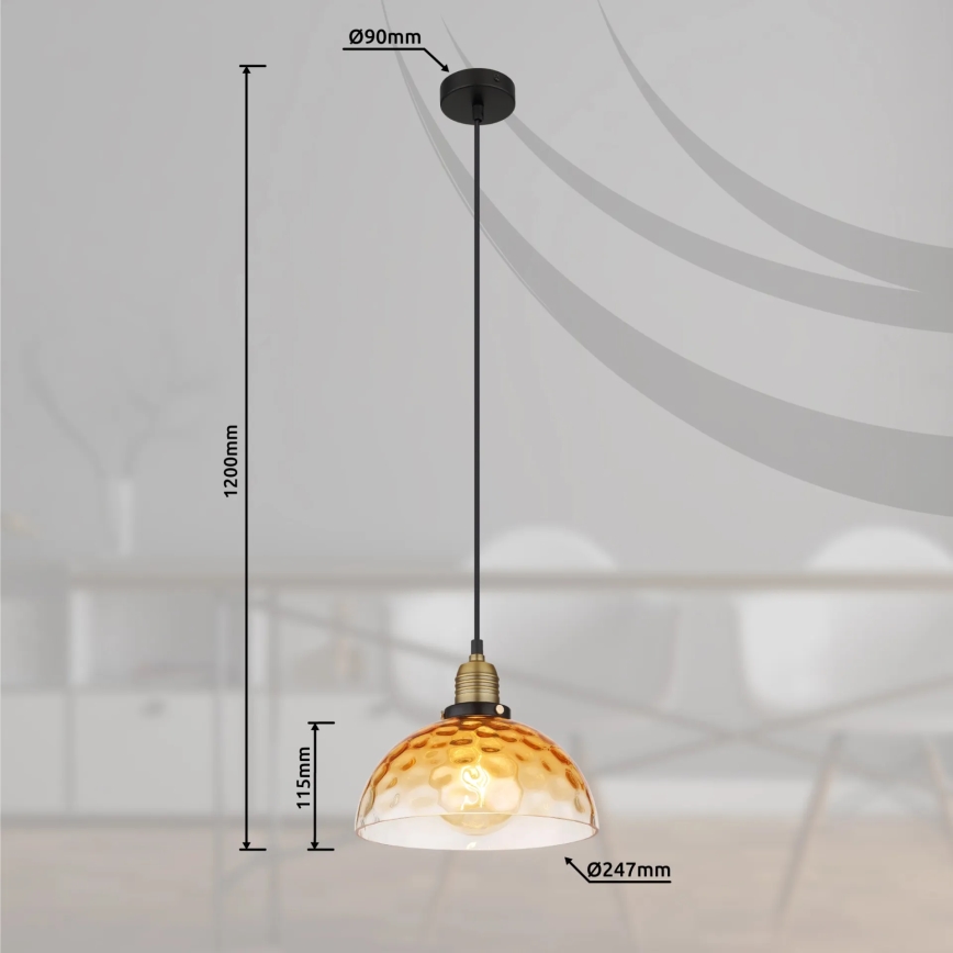 Globo - Lampadario a sospensione con filo 1xE27/60W/230V diametro 25 cm arancione